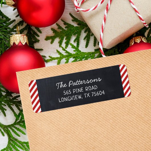 Monogram terugzendadres: Chalkboard en Stripes Etiket