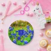 Monogram Texas Bluebonnets & Indiase verfkwast Papieren Bordje (Feest)