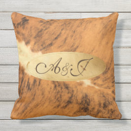 Monogram Texas Long Horn Animal Fur Print Chic Buitenkussen