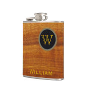 monogram ~ textuur van bedrukt hout heupfles (Links)