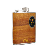 monogram ~ textuur van bedrukt hout heupfles (Rechts)