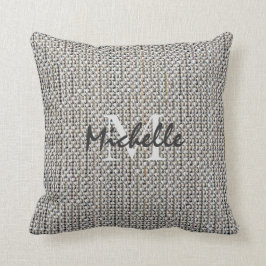 Monogram textuur van moderne roestgrijze linnen kussen