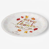 Monogram Thanksgiving Bedankt Fall Leaves Papieren Bordje (Gekanteld)