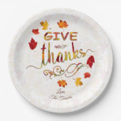 Monogram Thanksgiving Bedankt Fall Leaves Papieren Bordje (Voorkant)
