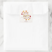 Monogram Thanksgiving Bedankt Fall Leaves Vierkante Sticker (Tas)