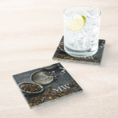 Monogram thee glazen onderzetter (Schuin)
