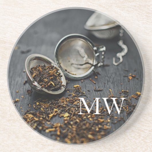 Monogram thee zandsteen onderzetter (Voorkant)
