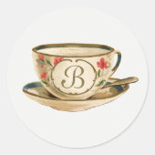 Monogram theekopje ronde sticker (Voorkant)