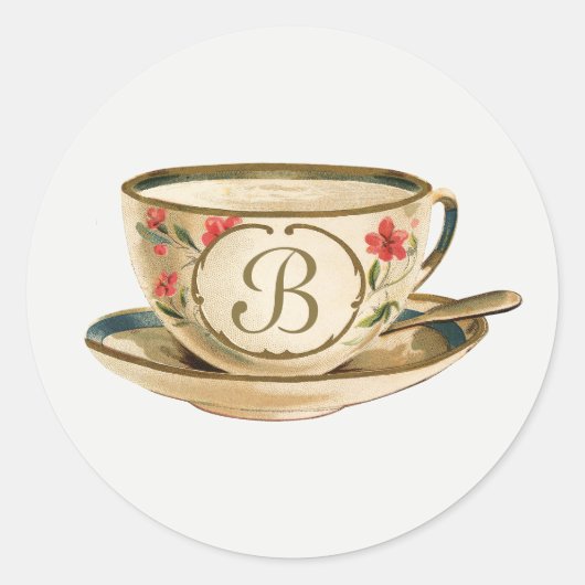 Monogram theekopje ronde sticker (Voorkant)