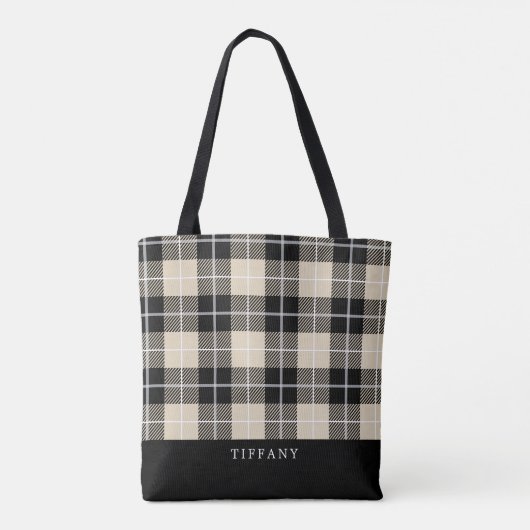 Monogram Thompson Camel Tartan Patroon Tote Bag (Achterkant)