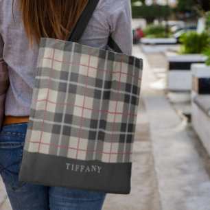 Monogram Thompson Camel Tartan Plaid Patroon Tote Bag