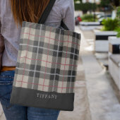 Monogram Thompson Camel Tartan Plaid Patroon Tote Bag
