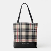 Monogram Thompson Camel Tartan Plaid Patroon Tote Bag (Achterkant)