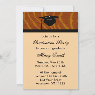 Monogram Tiger Graduation Party Invitation Kaart