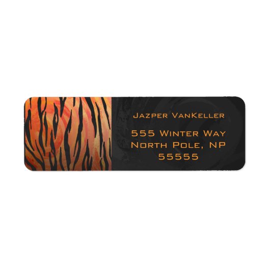 Monogram Tiger Hot Oranje en Black Print Pattern Etiket (Voorkant)