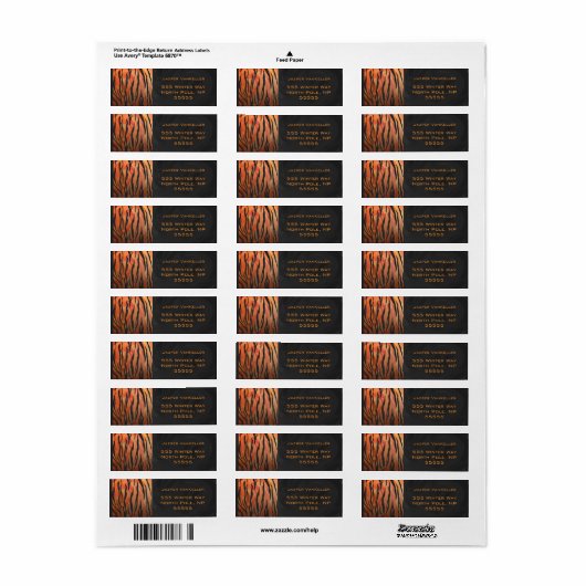 Monogram Tiger Hot Oranje en Black Print Pattern Etiket (Full Sheet)