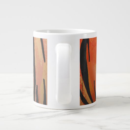 Monogram Tiger Hot Oranje en Black Print Pattern Grote Koffiekop (Achterkant)