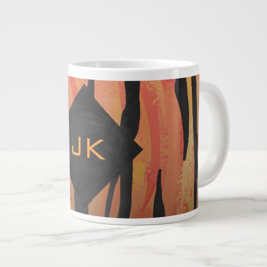 Monogram Tiger Hot Oranje en Black Print Pattern Grote Koffiekop (Voorkant rechts)