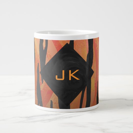 Monogram Tiger Hot Oranje en Black Print Pattern Grote Koffiekop (Voorkant)