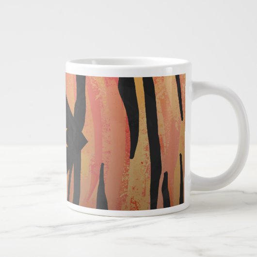 Monogram Tiger Hot Oranje en Black Print Pattern Grote Koffiekop (Rechts)