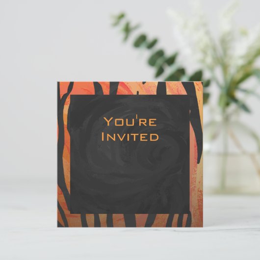 Monogram Tiger Hot Oranje en Black Print Pattern Kaart (Staand voorkant)