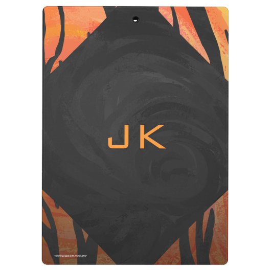 Monogram Tiger Hot Oranje en Black Print Pattern Klembord (Achterkant)