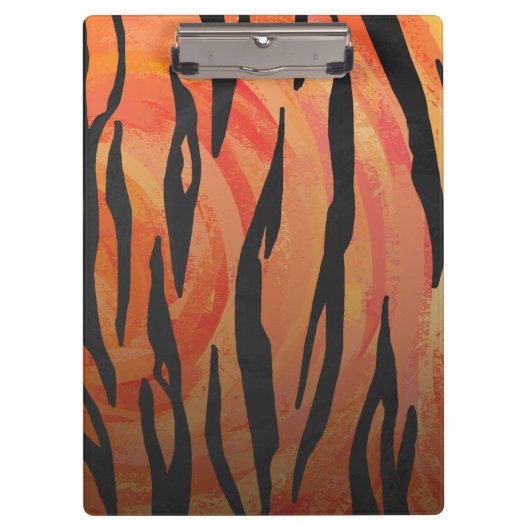 Monogram Tiger Hot Oranje en Black Print Pattern Klembord (Voorkant)