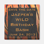 Monogram Tiger Hot Oranje en Black Print Pattern Magneet (Voorkant)