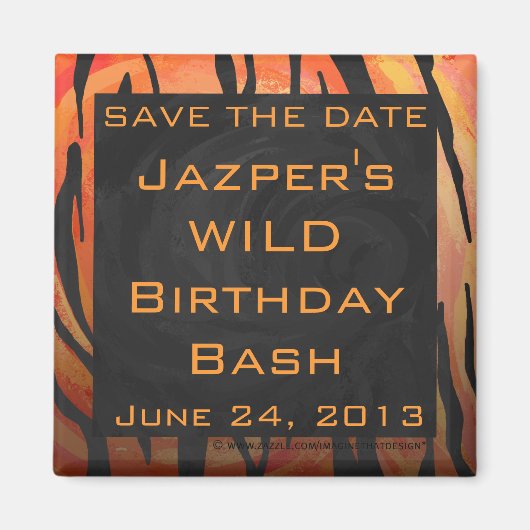 Monogram Tiger Hot Oranje en Black Print Pattern Magneet (Voorkant)