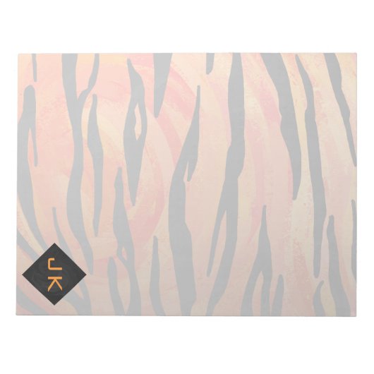 Monogram Tiger Hot Oranje en Black Print Pattern Notitieblok (Voorkant)