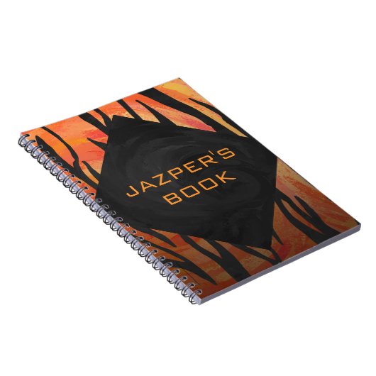 Monogram Tiger Hot Oranje en Black Print Pattern Notitieboek (Rechterzijde)