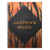Monogram Tiger Hot Oranje en Black Print Pattern Notitieboek (Voorkant)