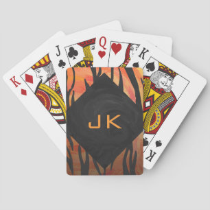 Monogram Tiger Hot Oranje en Black Print Pattern Pokerkaarten