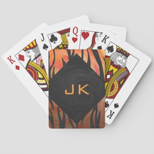 Monogram Tiger Hot Oranje en Black Print Pattern Pokerkaarten (Achterkant)