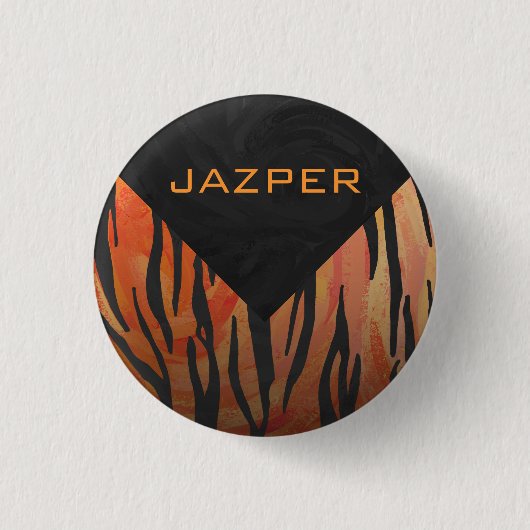 Monogram Tiger Hot Oranje en Black Print Pattern Ronde Button 3,2 Cm (Voorkant)