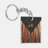 Monogram Tiger Hot Oranje en Black Print Pattern Sleutelhanger (Voorkant Links)