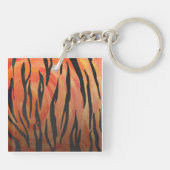 Monogram Tiger Hot Oranje en Black Print Pattern Sleutelhanger (Achterkant)