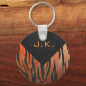 Monogram Tiger Hot Oranje en Black Print Pattern Sleutelhanger (Voorkant)