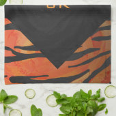 Monogram Tiger Hot Oranje en Black Print Pattern Theedoek (Gevouwen)