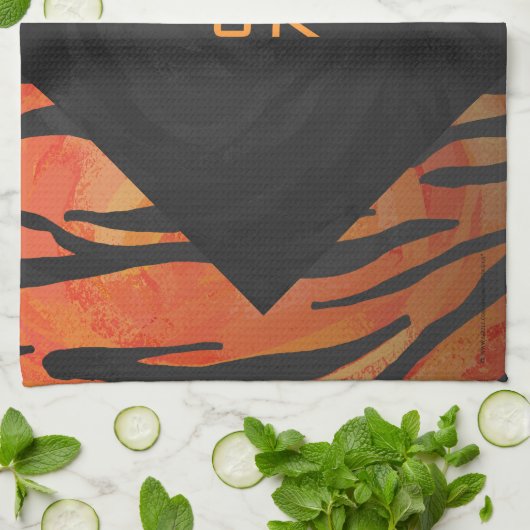 Monogram Tiger Hot Oranje en Black Print Pattern Theedoek (Gevouwen)