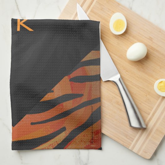 Monogram Tiger Hot Oranje en Black Print Pattern Theedoek (Quarter Fold)