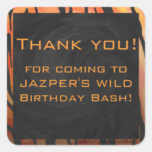 Monogram Tiger Hot Oranje en Black Print Pattern Vierkante Sticker