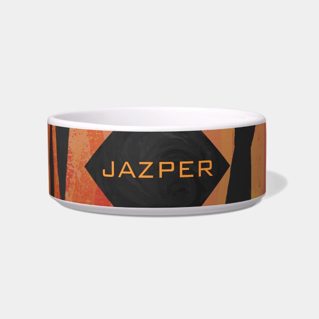 Monogram Tiger Hot Oranje en Black Print Pattern Voerbakje (Voorkant)