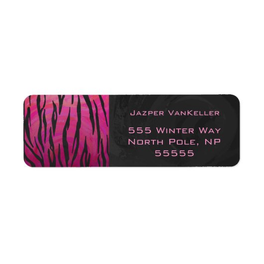 Monogram Tiger Hot Pink en Black Print Pattern Etiket (Voorkant)