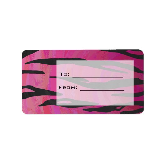 Monogram Tiger Hot Pink en Black Print Pattern Etiket (Voorkant)