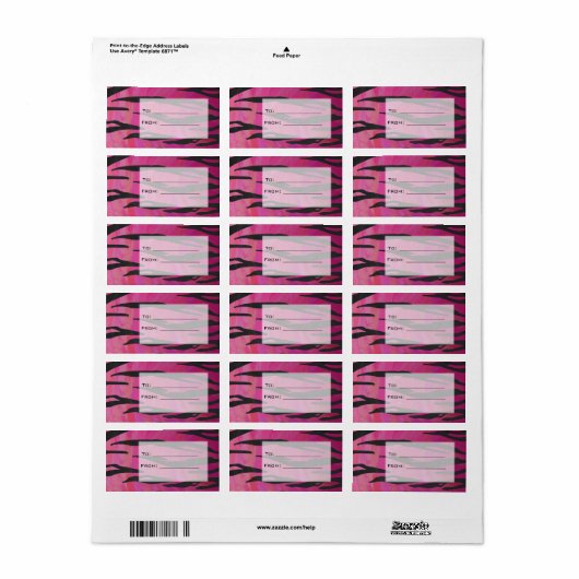 Monogram Tiger Hot Pink en Black Print Pattern Etiket (Full Sheet)