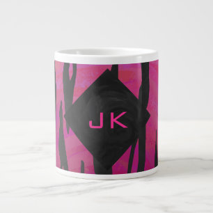 Monogram Tiger Hot Pink en Black Print Pattern Grote Koffiekop