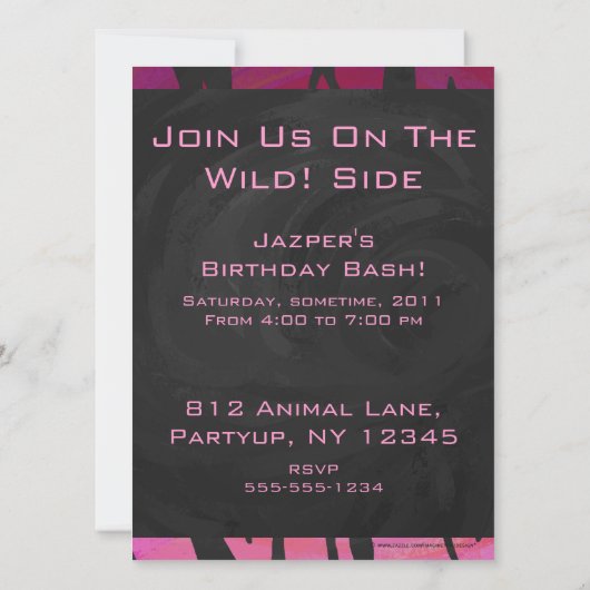 Monogram Tiger Hot Pink en Black Print Pattern Kaart (Achterkant)