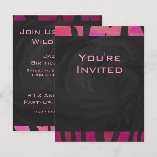 Monogram Tiger Hot Pink en Black Print Pattern Kaart (Voorkant / Achterkant)