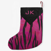 Monogram Tiger Hot Pink en Black Print Pattern Kleine Kerstsok (Achterkant)
